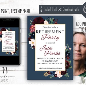 Retirement Party Invitation Template, Retirement Invite Woman, Retirement Celebration Invitation, Surprise Retirement Party Invitation
