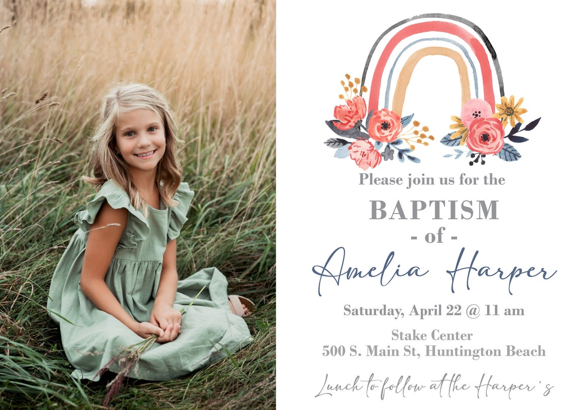 LDS Baptism Invitation Girl Rainbow LDS Baptism Invitation Etsy