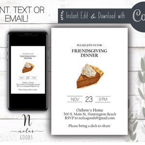Friendsgiving Dinner Invite, Friendsgiving Invitation Editable, Friendsgiving Invitation Digital Download, Friendsgiving Potluck Invitation