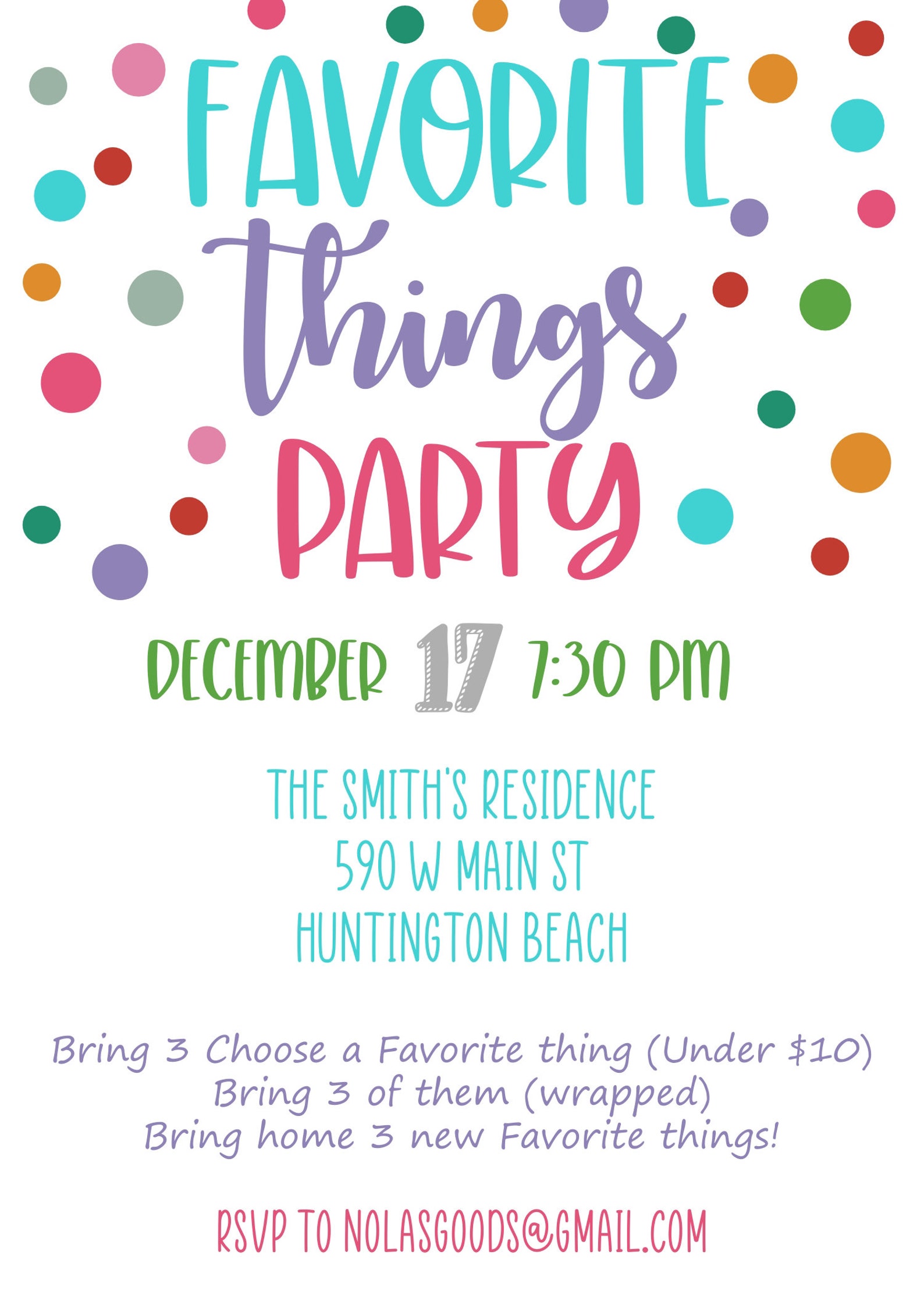 Favorite Things Party Invitation Favorite Things Birthday Etsy