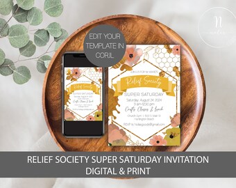 Relief Society Super Saturday Invitation, LDS Relief Society Invite, Relief Society Invitation Printable