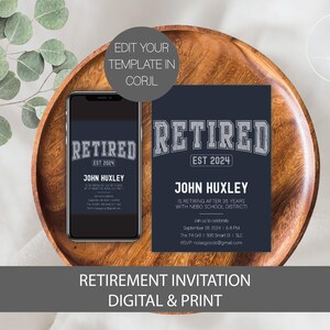Retirement Party Invite for Teacher, Teacher Retirement Invitation Template, Retirement Party Invitation, Principal Retirement Invitation