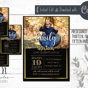 Teen Birthday Invitation - Corjl - Instant Download