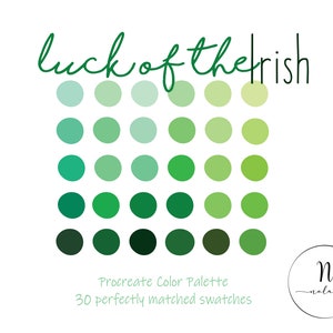 Procreate Color Palette, Luck of the Irish, St Patrick&#39;s Day Color Palette, iPad, Instant Download