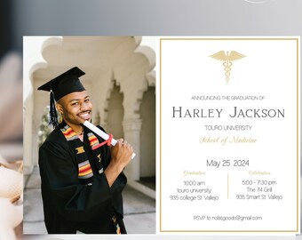 Medical School Graduation Announcement, Medical School Graduation Invitation, Nurse Graduation Invitation, Nursing Graduation Party Invite