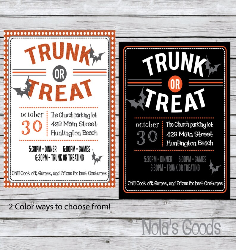 Trunk or Treat Halloween Party invitation invite Event Flyer Etsy