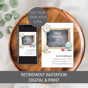Teacher Retirement Invitation Template, Retirement Party Invite for Teacher, Principal Retirement Invitation, Retirement Party Invitation