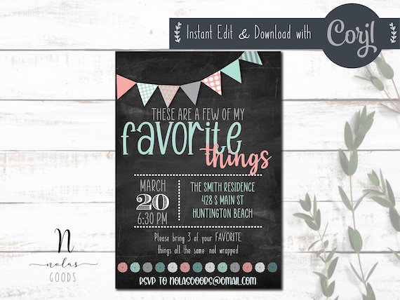 Paper &amp; Party Supplies Instant Download Printable Holiday Party Invitation Favorite Things Party ...