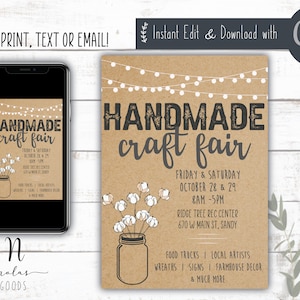 Craft Fair Sign Printable, Craft Show Flyer Template Download, Craft Show Invitation Printable, Craft Show Invite Digital
