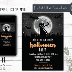 Adult halloween Invitation Digital, Kids Halloween Party Invitation Digital, Halloween Party Invite Kids, Halloween Party Flyer Template