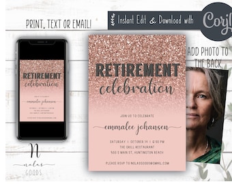 Retirement Celebration Invitation, Retirement Invite Woman, Retirement Party Invitation Template, Surprise Retirement Party Invitation