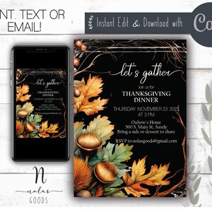 Thanksgiving Invite Digital, Thanksgiving Dinner Invitation Template, Friendsgiving Invitation, Thanksgiving Invitation Digital Download