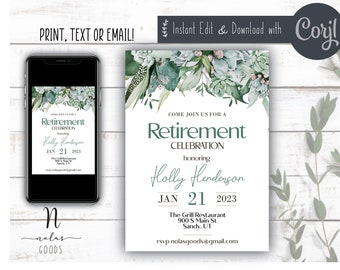 Retirement Party Invitation Template, Retirement Invite Woman, Surprise Retirement Party Invitation, Retirement Celebration Invitation