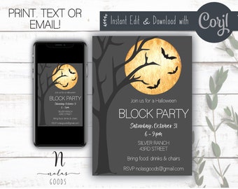 Halloween Block Party Invitation, Fall Block Party Flyer, Neighborhood Block Party Invitation, Block Party Flyer Template