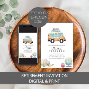 Teacher Retirement Invitation Template, Retirement Party Invitation, Principal Retirement Invitation, Retirement Party Invite for Teacher