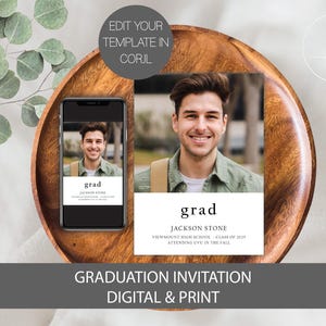 Anuncio de graduación de secundaria, Anuncio de graduación de último año, Tarjeta de anuncio de último año para chicos, Anuncio de graduación de secundaria,