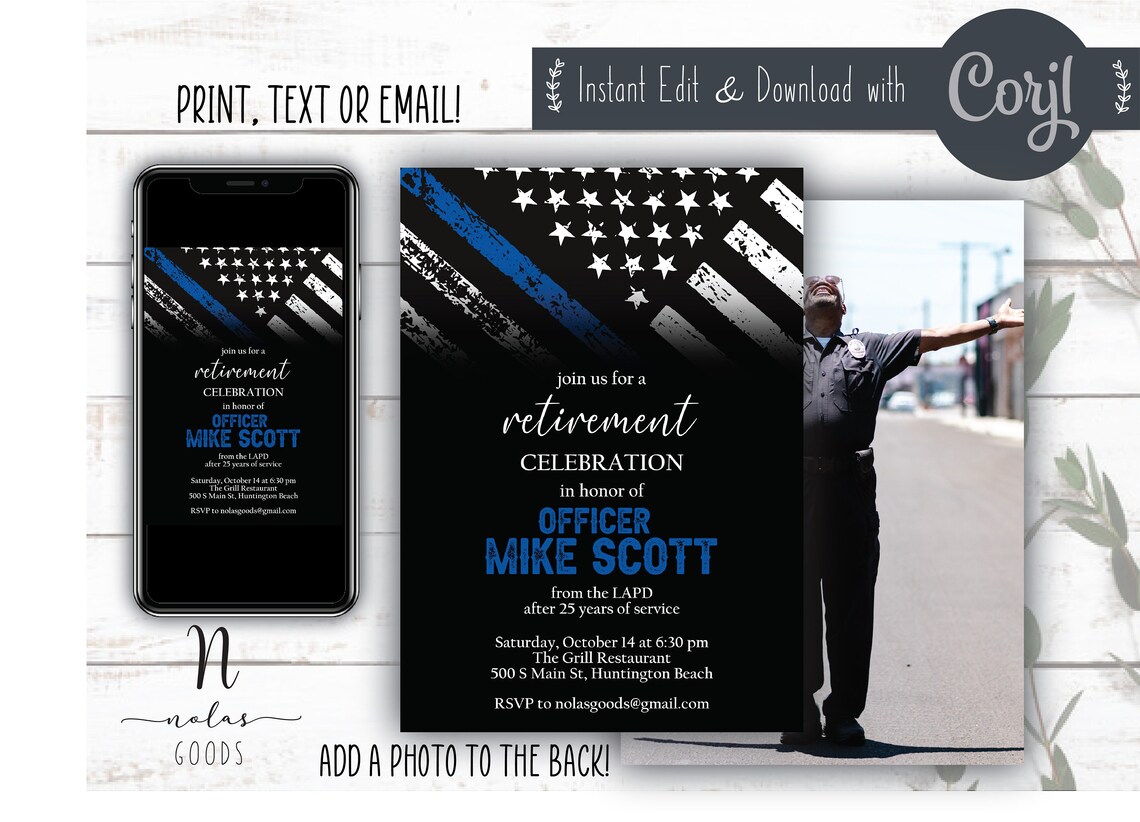Police Retirement Invitation Retirement Party Invitation Etsy