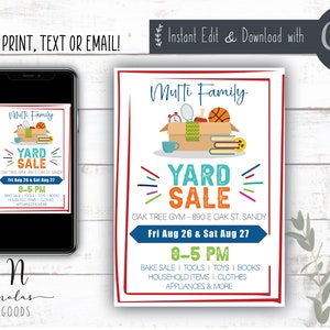 Neighborhood Garage Sale Flyer Custom, Community Garage Sale Flyer Digital, Community Yard Sale Flyer Printable, Fundraiser Yard Sale Sign