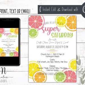 Relief Society Invitation Printable, Super Saturday Invitation Digital, Summer Social Invite Template