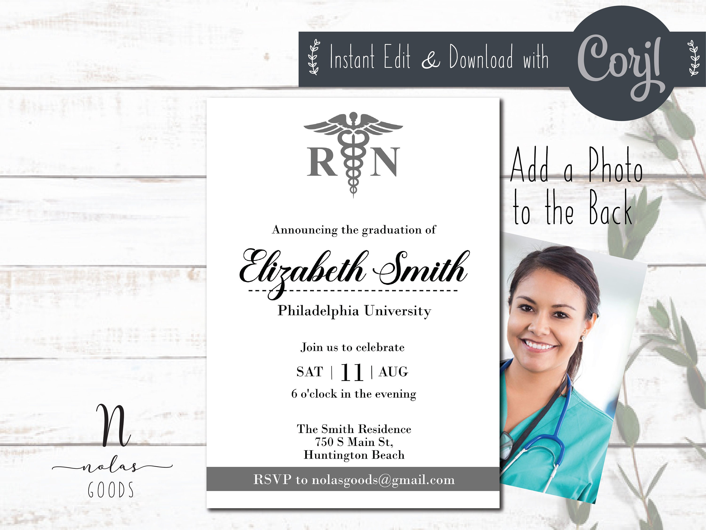 Nursing School Graduation Invite RN Graduation Announcement - Etsy