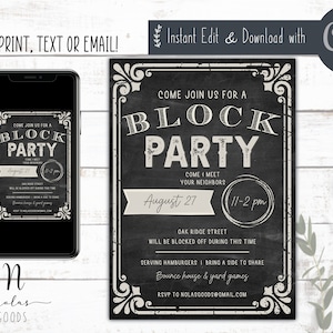 Neighborhood Meet and Greet Invitation, Block Party Invitation Flyer Printable, Neighborhood BBQ Invite, Backyard Bash Invite Download