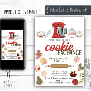 Cookie Exchange Party Invitation Digital, Cookie Swap Invitation Template, Christmas Cookie Exchange Invitation, Cookie Exchange Flyer