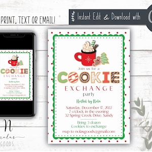 Christmas Cookie Exchange Invitation, Cookie Exchange Flyer, Cookie Exchange Party Invitation Digital, Cookie Swap Invitation Template