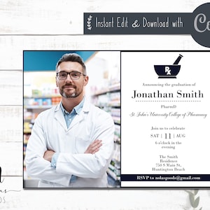 Pharmacy School Graduation Party Invitation, Pharmd Party Invitation, Pharmacy Grad Announcement, Pharmacy Graduation Invite