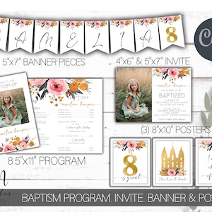LDS Taufe Bundle, LDS Taufe Programm Vorlage, LDS Taufeinladung Mädchen, Taufprogramm lds, Lds Taufeprogramm mit Bildern,