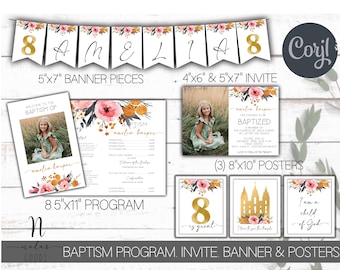 LDS Baptism Bundle, LDS Baptism Program Template, LDS Baptism Invitation Girl, Baptism Program lds, Lds Baptism Program with Pictures,