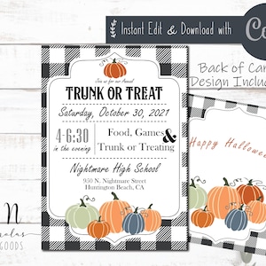 Trunk or Treat Invitation Printable, Halloween Trunk or Treat Invitation Download, Trunk or Treat Flyer Template