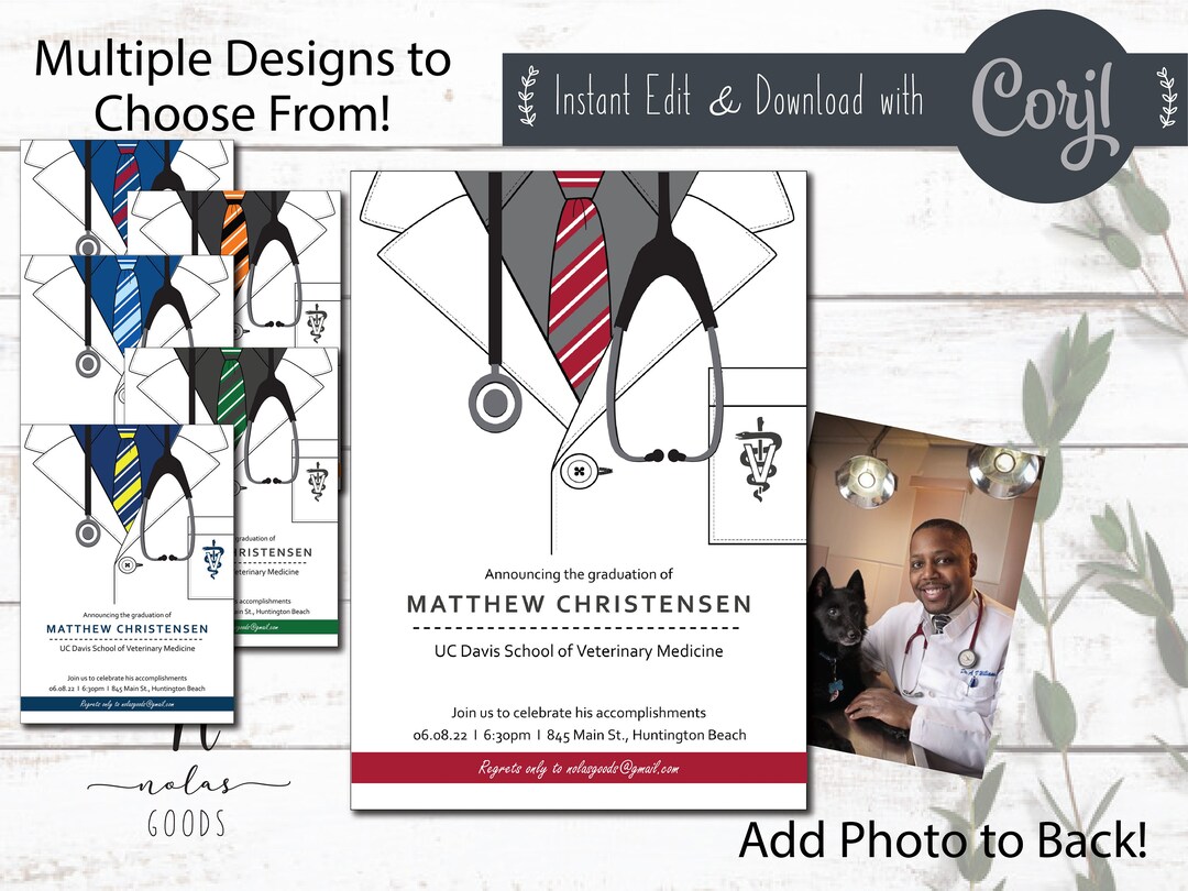 Veterinary School Graduation Invitation Template, DVM Graduation