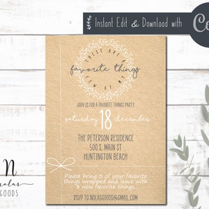 Inbjudan till fest med favoritsaker, här är några av mina favoritsaker, utskrivbar fest med favoritsaker