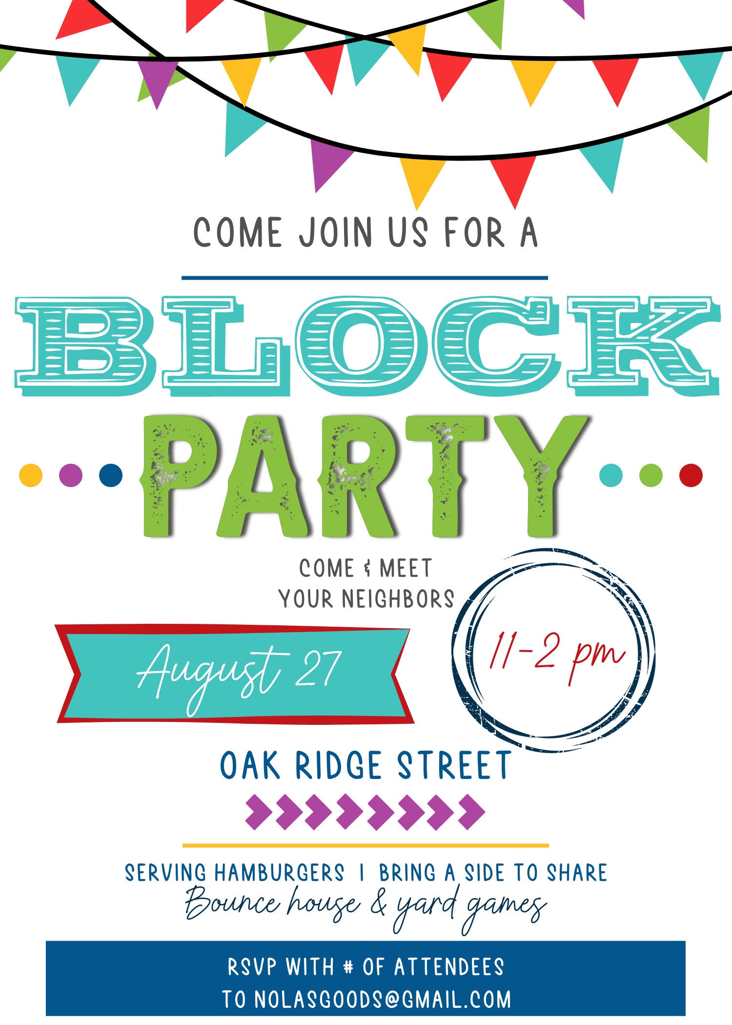 Block Party Invitation Flyer Printable, Neighborhood Meet and Greet ...