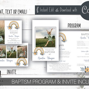 LDS Baptism Invitation and Program, Lds Baptism Invitation Digital Download, LDS Baptism Invite Girl, LDS Baptism Program Template