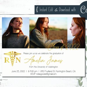 Nurse Graduation Invitation with Photo, RN Graduation Invitation, Nursing School Graduation Invites, Nursing Graduation Announcement