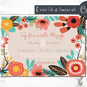 Favorite Things Party Invitation, Favorite Things Birthday Party Invitation, My Favorite Things Party