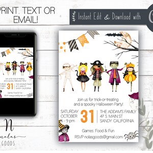 Halloween Invitations for Kids, Halloween Party Invitation Editable, Halloween Bash Invite Digital, Halloween Party Invite Kids