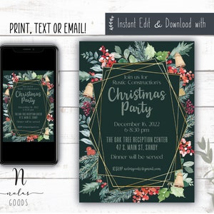 Company Christmas Party Invite Template, Corporate Christmas Party Invitations, Work Party Invite, Company Holiday Party Invite Digital