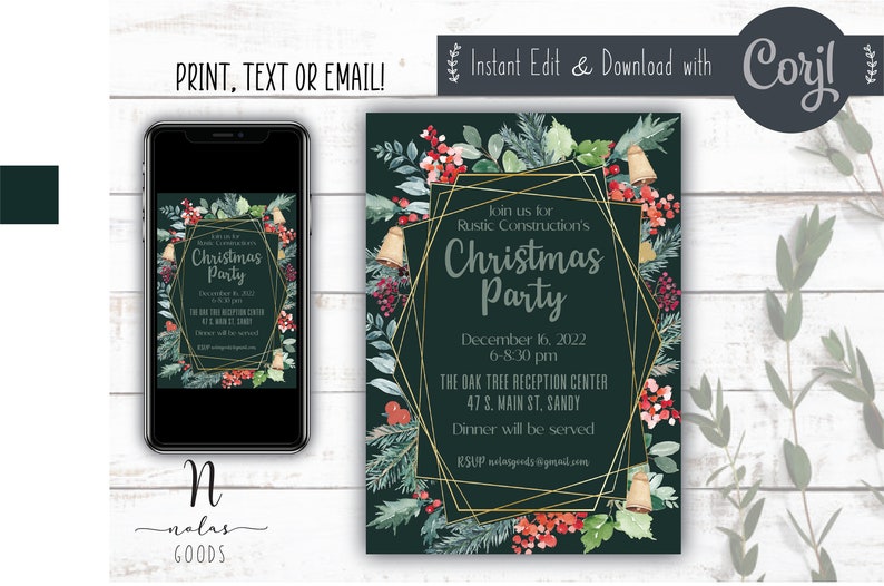 Company Christmas Party Invite Template Corporate Christmas Etsy