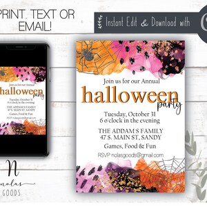 Adult Halloween Invitation Digital, Kids Halloween Party Invitation, Halloween Party Invite Kids, Halloween Bash Invitation
