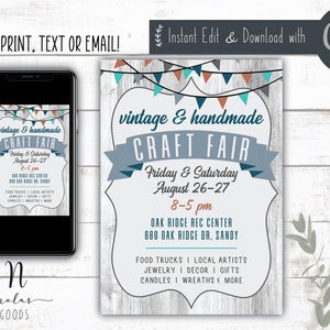 Craft Fair Flyer Fall, Craft Show Flyer Template Printable, Craft Fair Sign Printable, Craft Show Invite Digital