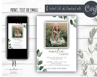 LDS Baptism Announcement Girl, LDS Baptism Invitation Instant Download, Girl LDS Baptism Invitation, Baptism Invite Girl