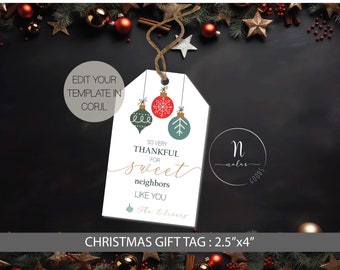 Christmas Neighbor Gift Tag, Christmas Treat Tags, Neighbor Christmas Gift Tags, Neighbor Gift Tag, Printable Christmas Gift Tags