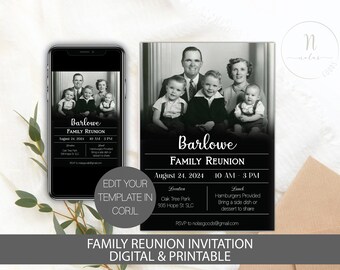 Family Reunion Invitation with Picture, Family Reunion Flyer Template, Family Gathering Invitation, Family Reunion Invites, Cousin Reunion