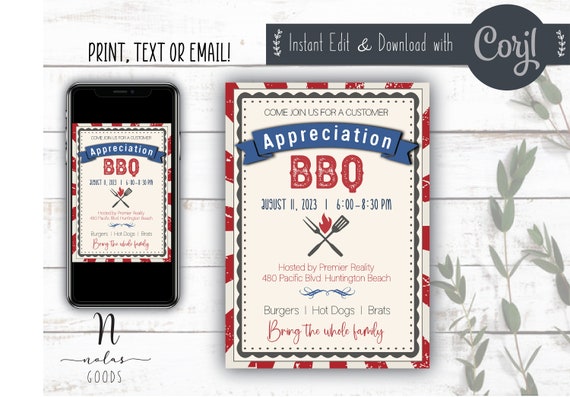 Appreciation Invitation, Appreciation BBQ Party Invitation, Customer Appreciation Invitation, Employee Appreciation Invite