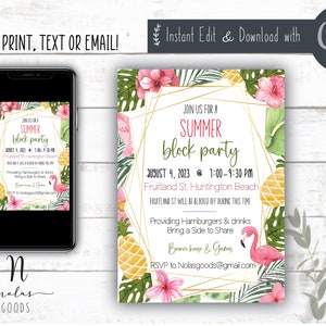 Summer Block Party Invitation, Neighborhood Invite Block Party, Summer Bash Invitation, Block Party Invitation Flyer Printable