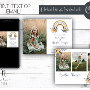 LDS Baptism Invitation Girl Rainbow, LDS Baptism Invitation Digital Download, Baptism Invitation with Photo, LDS Baptism Invite Girl