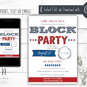 Block Party Invitation Flyer Printable, Neighborhood Meet and Greet Invitation, Summer Block Party Invitation, Summer BBQ Invite Template