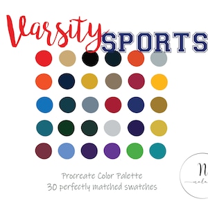 Procreate Color Palette, Varsity Sports  | Digital Color Palette, iPad, Instant Download